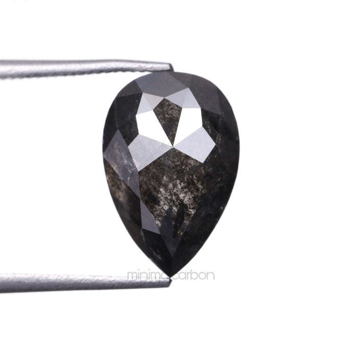 3.77 CT, 11.3 X 7.6 MM | Salt And Pepper Pear Cut Diamond - Minimal Carbon