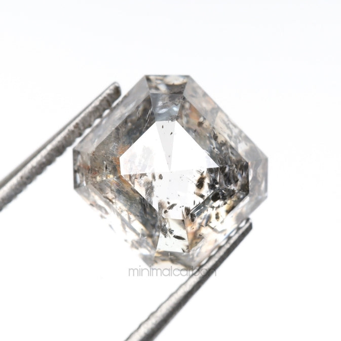 1.77 CT, 6.5 X 6.0 MM | Salt And Pepper Emerald Cut Diamond - Minimal Carbon
