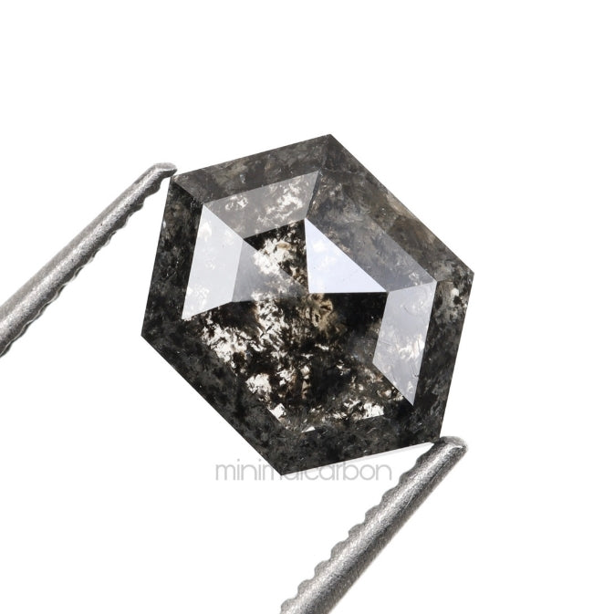 1.03 CT, 7.6 X 5.7 MM | Salt And Pepper Hexagon Cut Diamond - Minimal Carbon