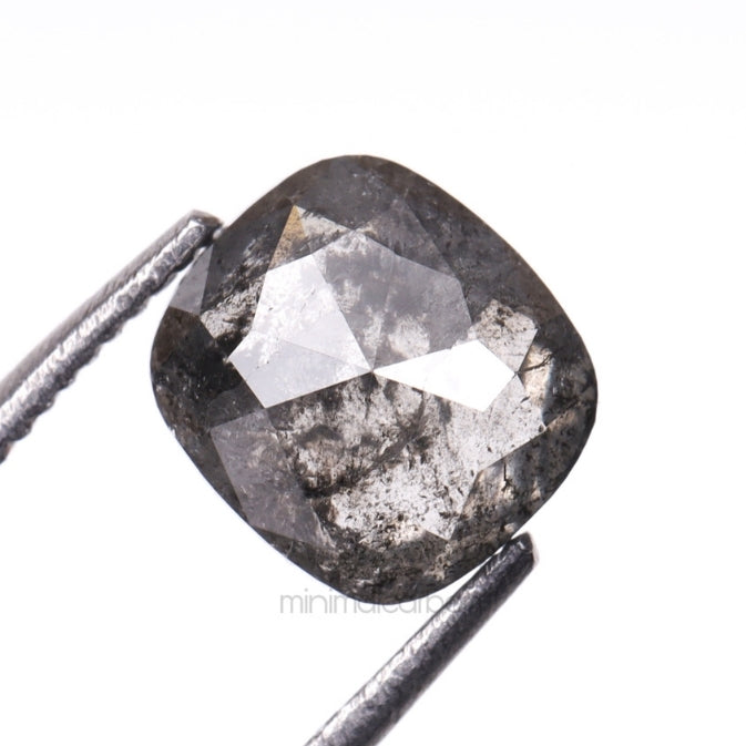 1.16 CT, 6.2 X 5.7 MM | Salt And Pepper Cushion Cut Diamond - Minimal Carbon