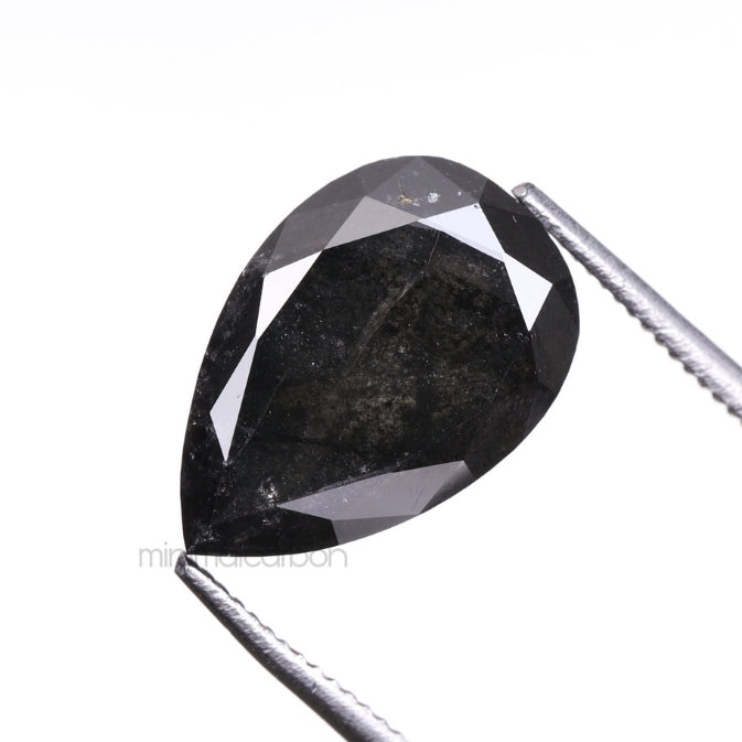 3.77 CT, 11.3 X 7.6 MM | Salt And Pepper Pear Cut Diamond - Minimal Carbon