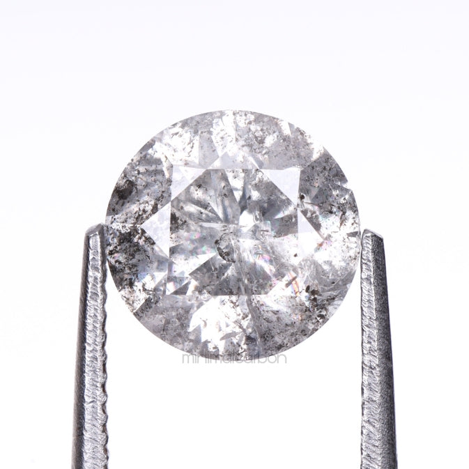 1.07 CT, 6.3 MM | Salt And Pepper Round Brilliant Cut Diamond - Minimal Carbon
