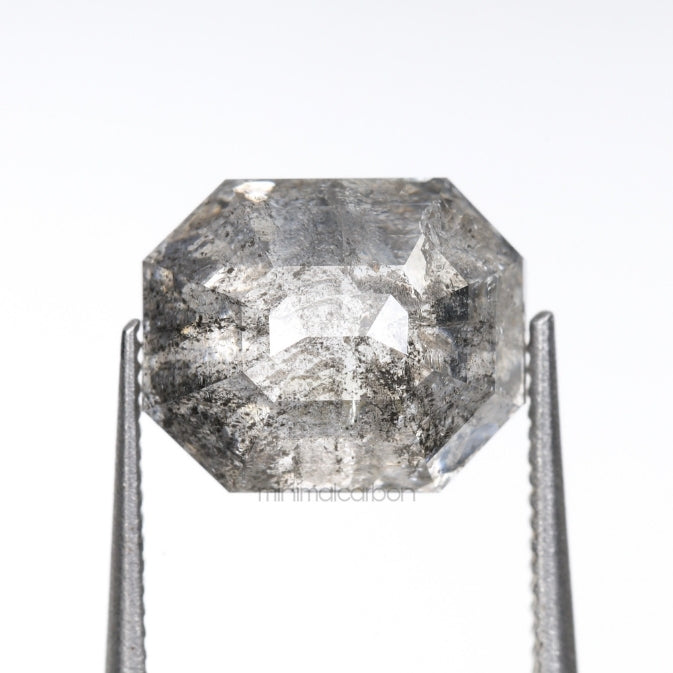 2.72 CT, 8.8 X 7.1 MM | Salt And Pepper Emerald Cut Diamond - Minimal Carbon
