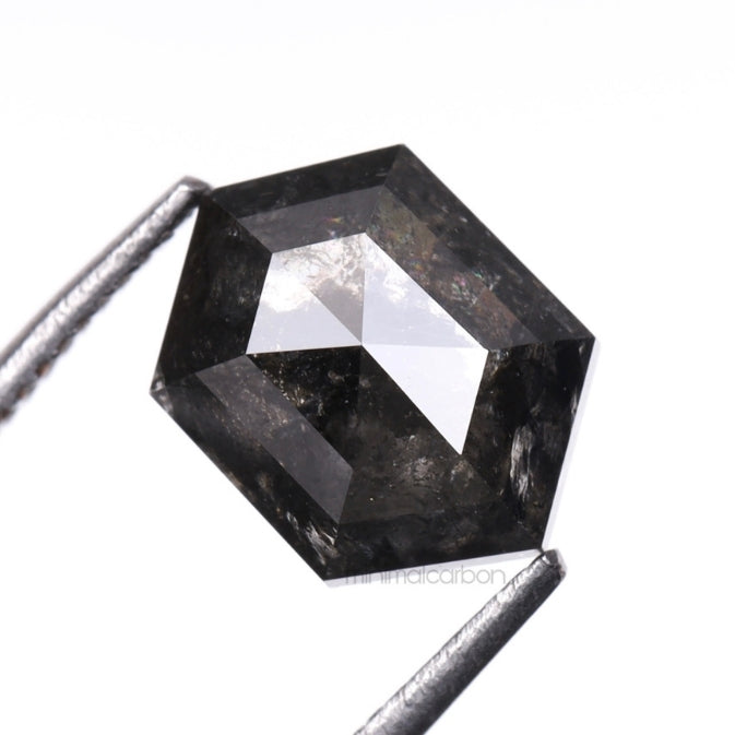 1.47 CT Hexagon Cut Natural Salt And Pepper Diamond
