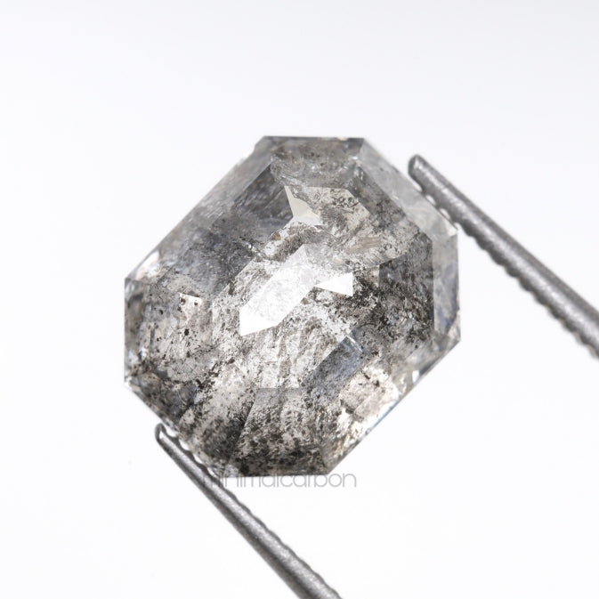 2.72 CT, 8.8 X 7.1 MM | Salt And Pepper Emerald Cut Diamond - Minimal Carbon