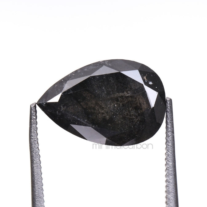 3.77 CT, 11.3 X 7.6 MM | Salt And Pepper Pear Cut Diamond - Minimal Carbon