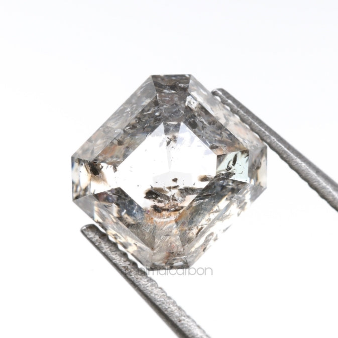 1.77 CT, 6.5 X 6.0 MM | Salt And Pepper Emerald Cut Diamond - Minimal Carbon