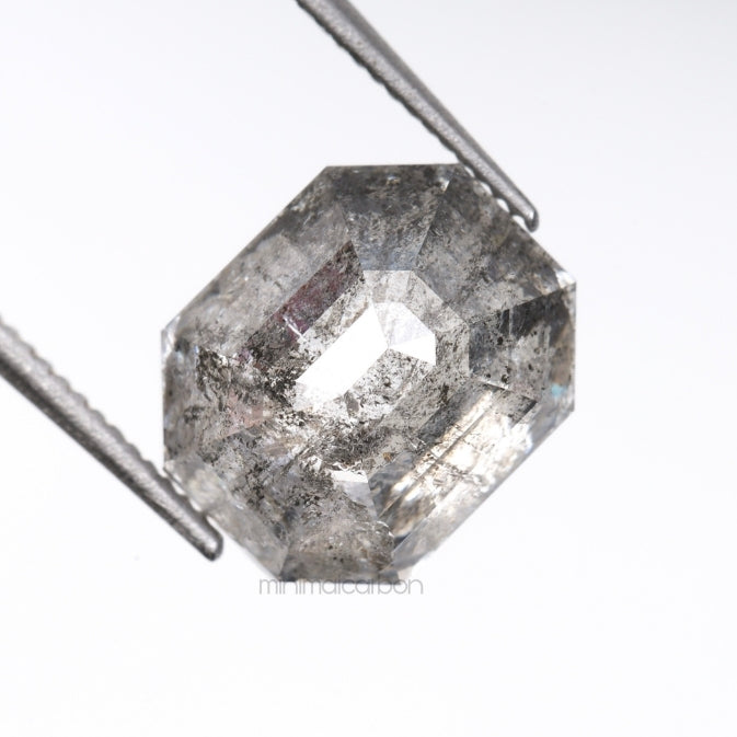 2.72 CT, 8.8 X 7.1 MM | Salt And Pepper Emerald Cut Diamond - Minimal Carbon