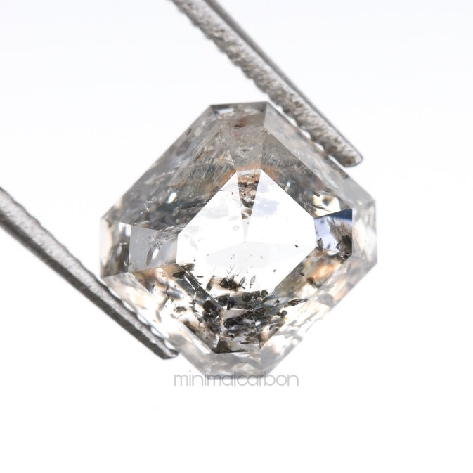 1.77 CT, 6.5 X 6.0 MM | Salt And Pepper Emerald Cut Diamond - Minimal Carbon