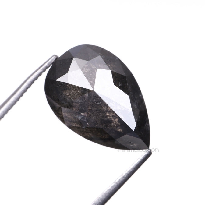 3.77 CT, 11.3 X 7.6 MM | Salt And Pepper Pear Cut Diamond - Minimal Carbon