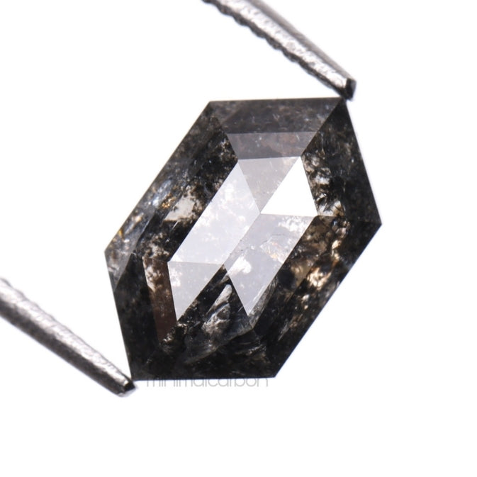 1.20 CT, 8.2 X 5.0 MM | Salt And Pepper Hexagon Cut Diamond - Minimal Carbon