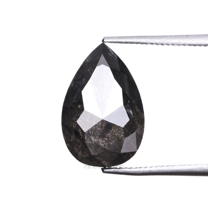 3.77 CT, 11.3 X 7.6 MM | Salt And Pepper Pear Cut Diamond - Minimal Carbon