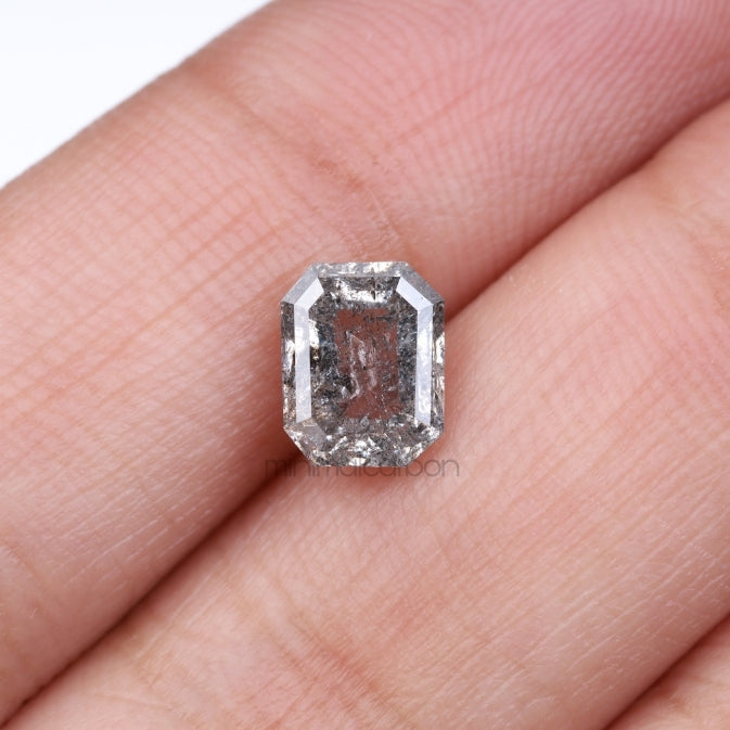 1.46 CT, 7.1 X 5.7 MM | Salt And Pepper Emerald Cut Diamond - Minimal Carbon