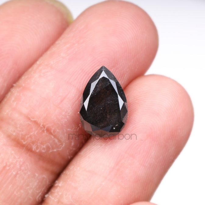 3.77 CT, 11.3 X 7.6 MM | Salt And Pepper Pear Cut Diamond - Minimal Carbon