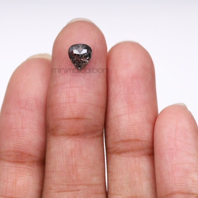 1.34 CT, 6.9 X 6.1 MM | Salt And Pepper Pear Cut Diamond - Minimal Carbon