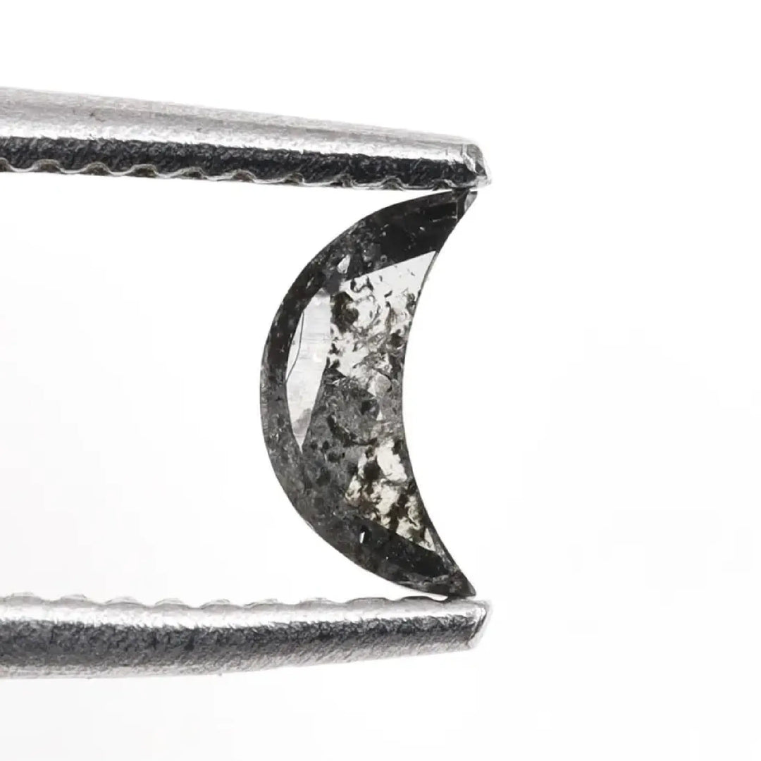 Salt and Pepper Half-Moon Cut Diamond