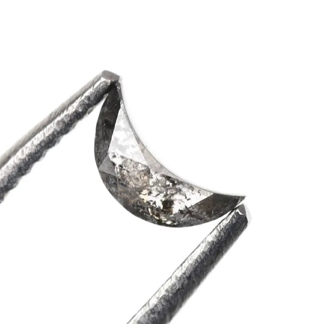 Salt and Pepper Half-Moon Cut Diamond