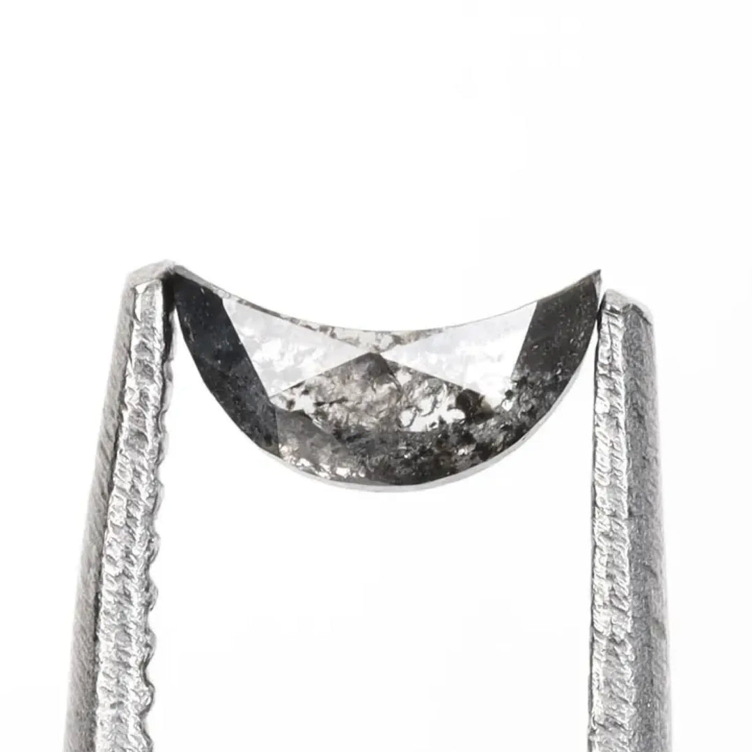Salt and Pepper Half-Moon Cut Diamond