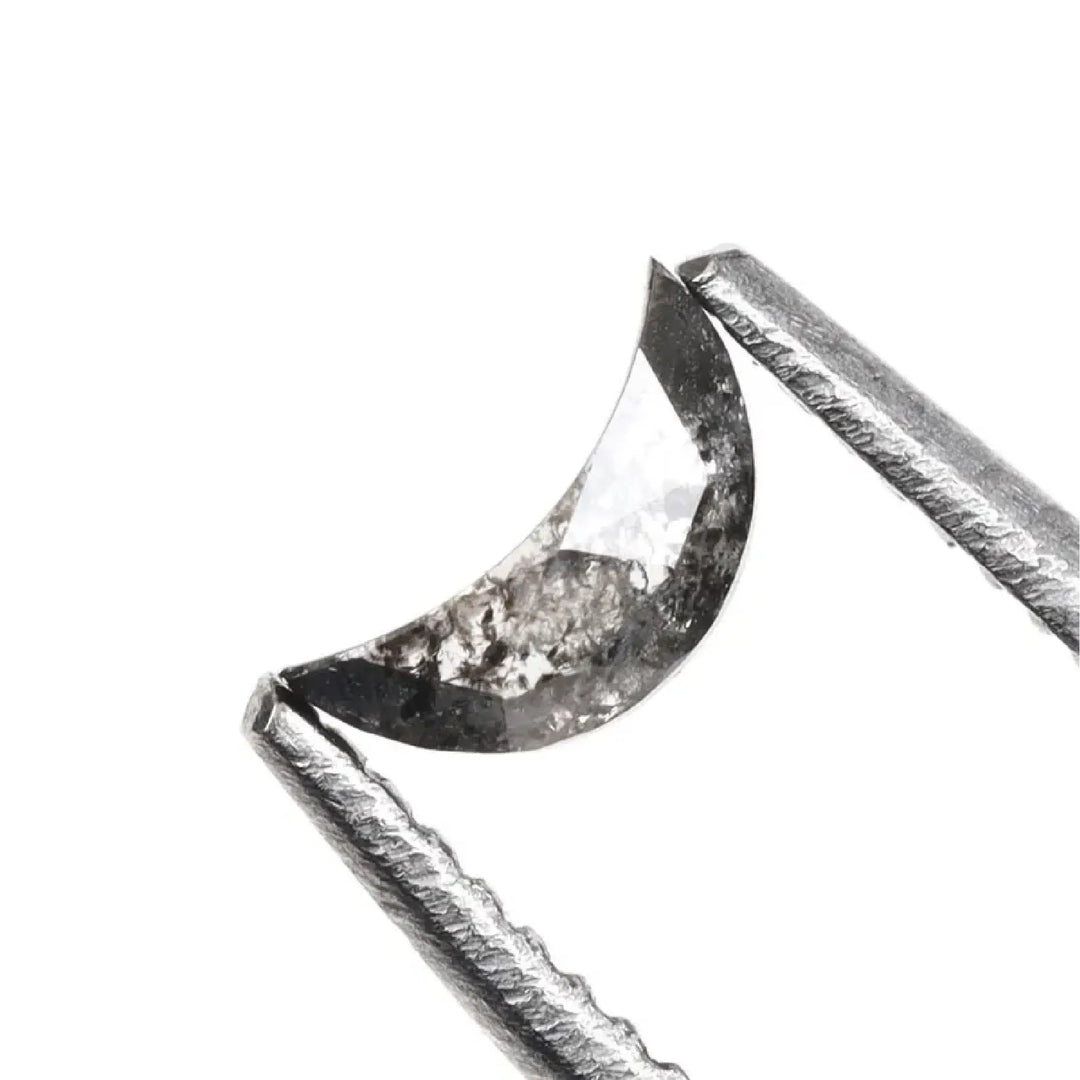 Salt and Pepper Half-Moon Cut Diamond