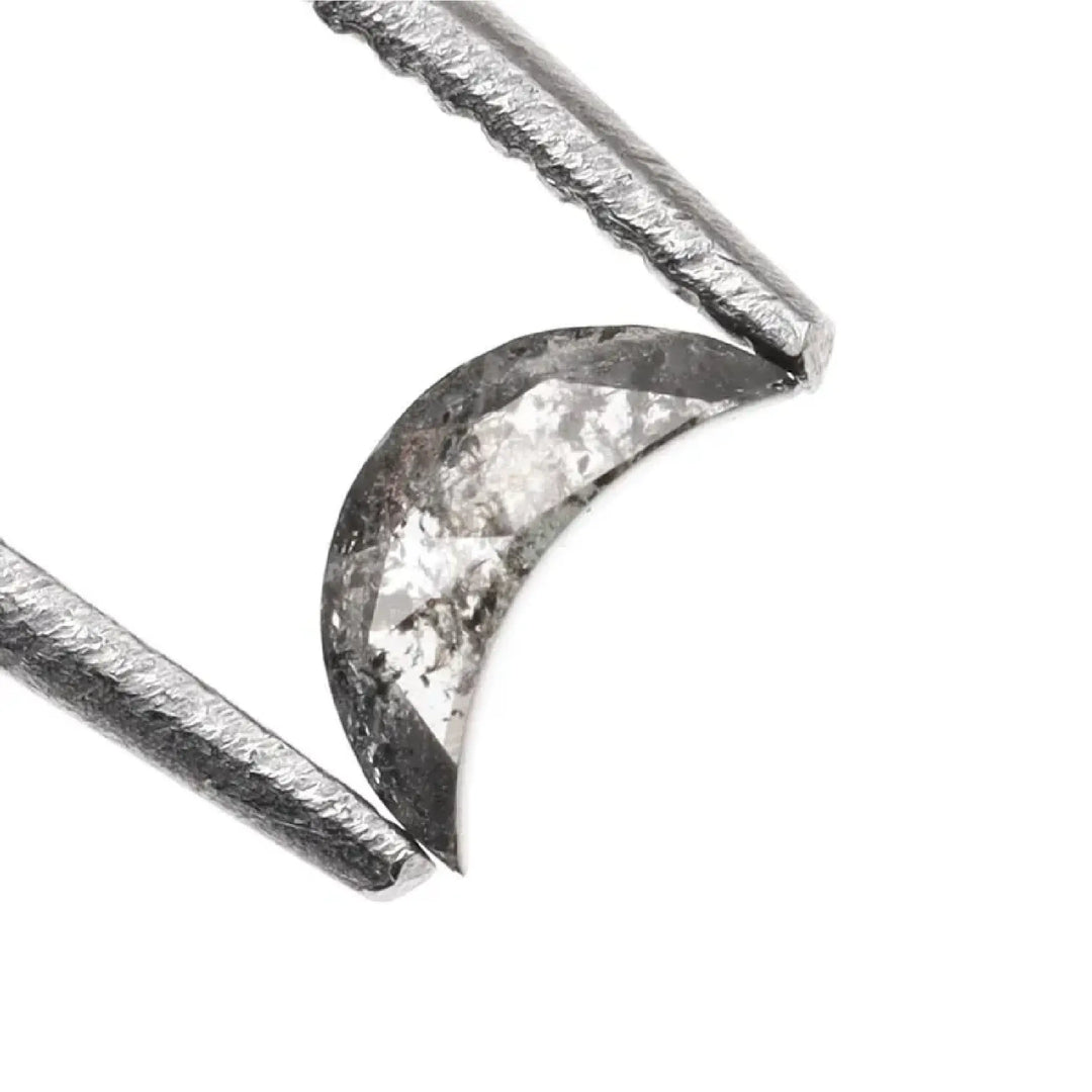 Salt and Pepper Half-Moon Cut Diamond