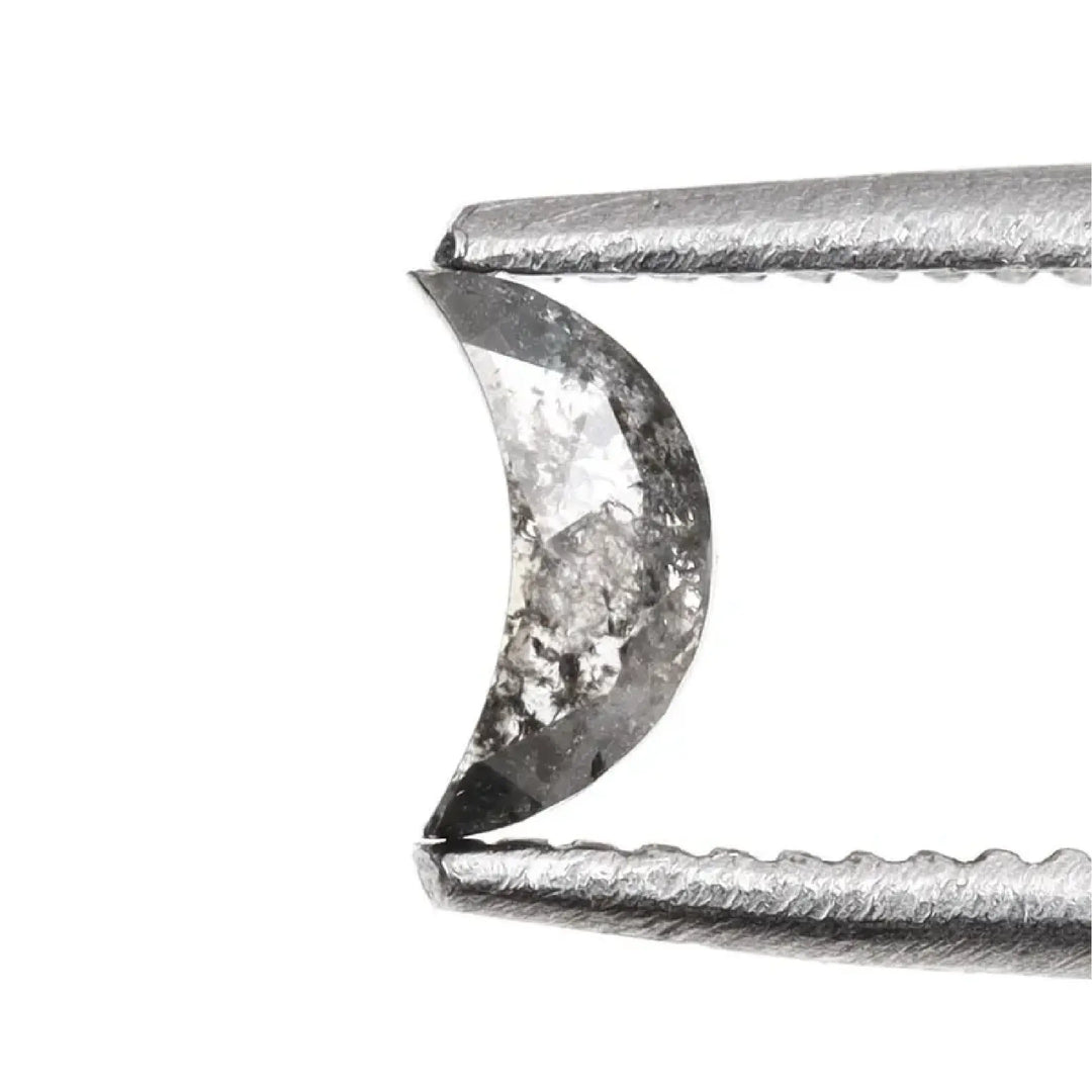 Salt and Pepper Half-Moon Cut Diamond