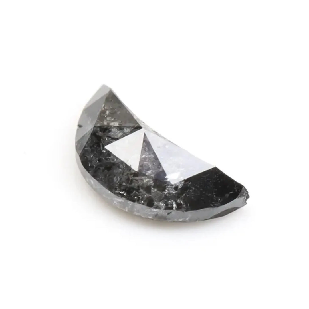Salt and Pepper Half-Moon Cut Diamond