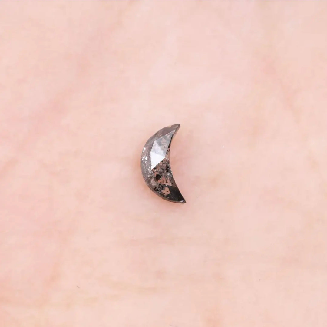Salt and Pepper Half-Moon Cut Diamond