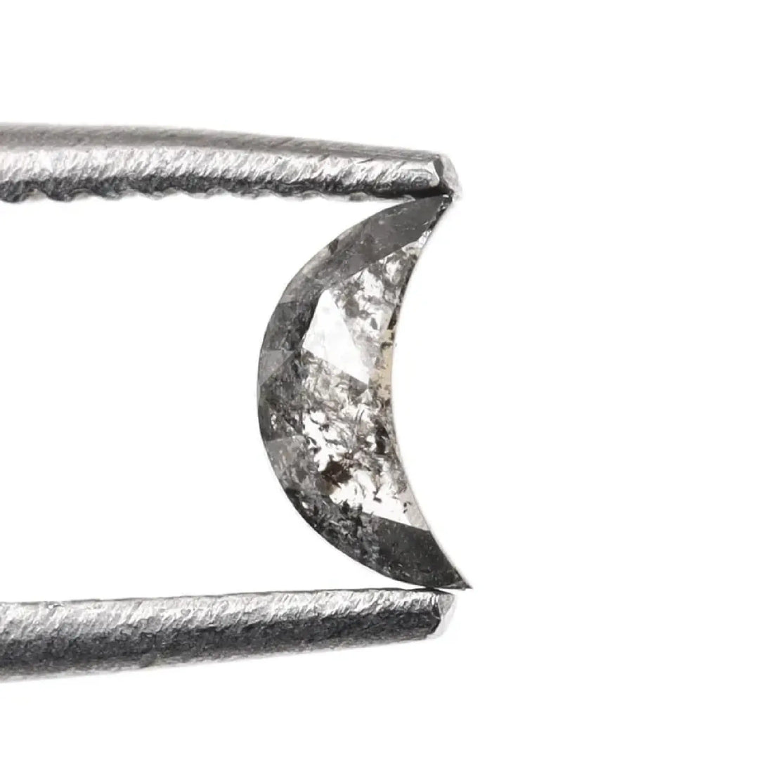 Salt and Pepper Half-Moon Cut Diamond