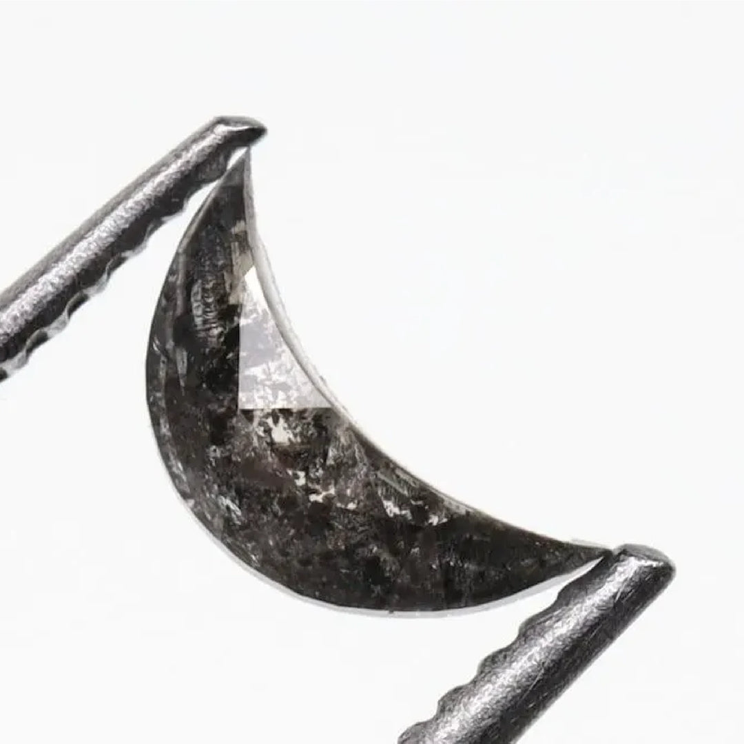 0.13 CT Salt and Pepper Half-Moon Cut Diamond