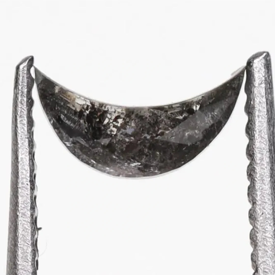 0.13 CT Salt and Pepper Half-Moon Cut Diamond