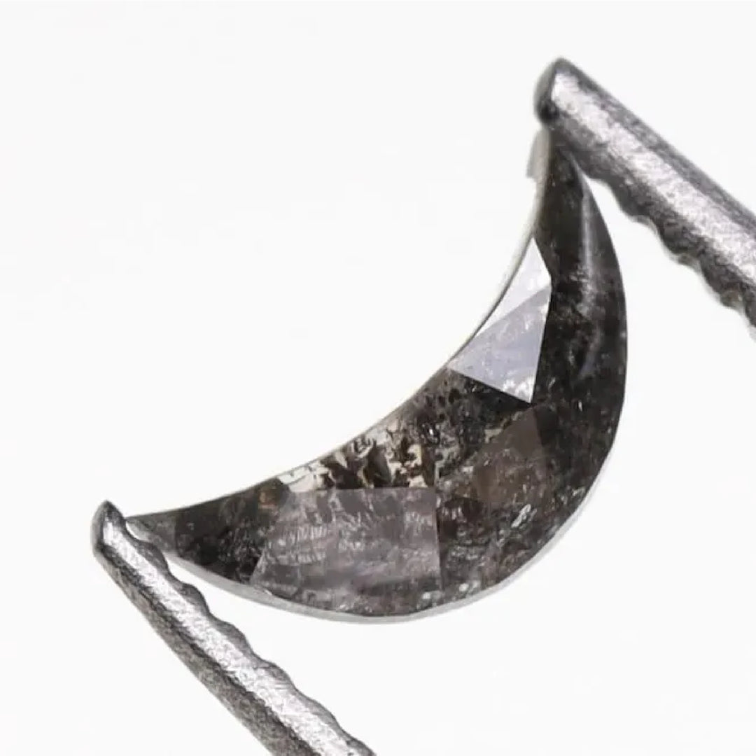 0.13 CT Salt and Pepper Half-Moon Cut Diamond