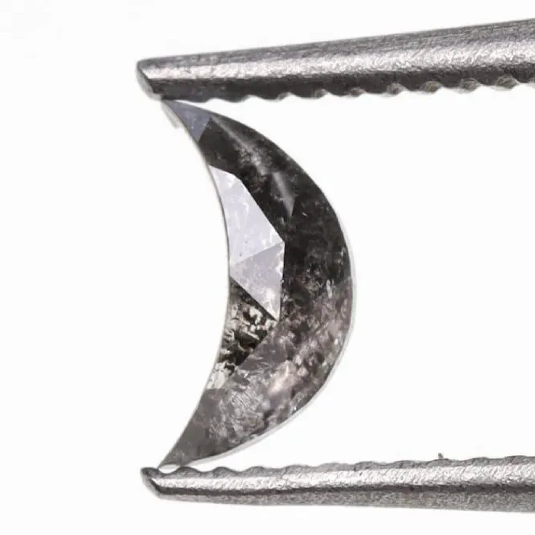 0.13 CT Salt and Pepper Half-Moon Cut Diamond