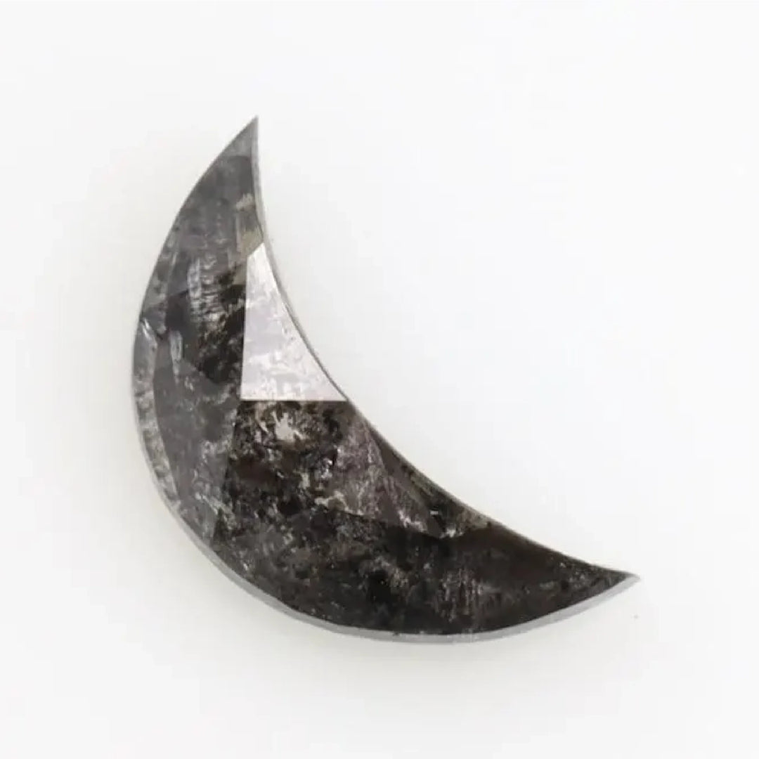 0.13 CT Salt and Pepper Half-Moon Cut Diamond