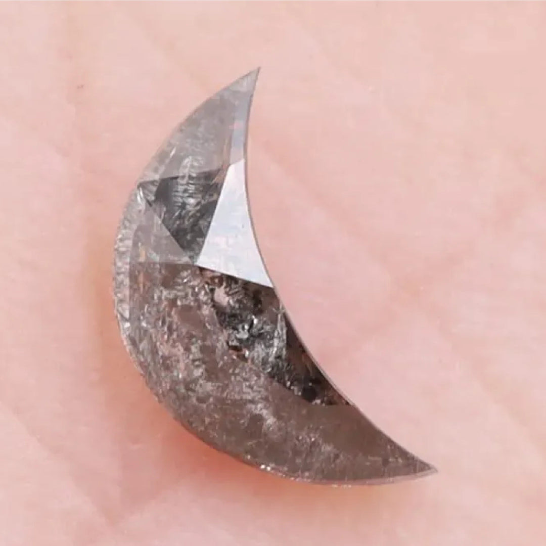 0.13 CT Salt and Pepper Half-Moon Cut Diamond