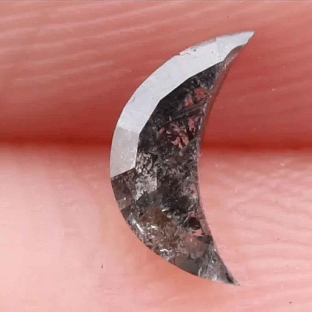 0.13 CT Salt and Pepper Half-Moon Cut Diamond