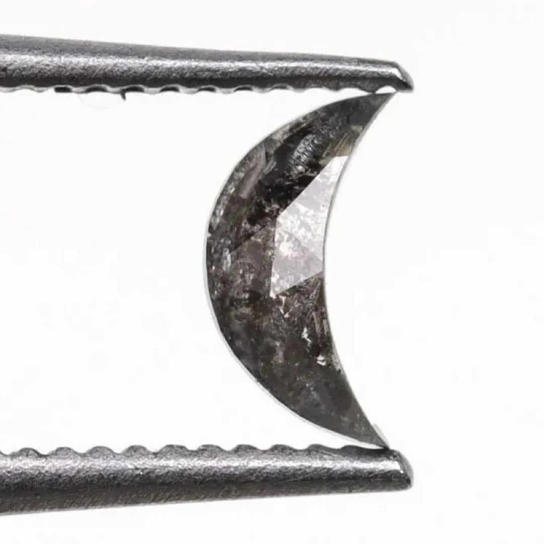 0.13 CT Salt and Pepper Half-Moon Cut Diamond