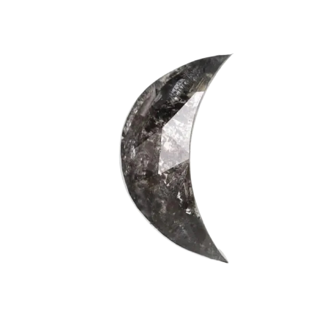 0.13 CT Salt and Pepper Half-Moon Cut Diamond