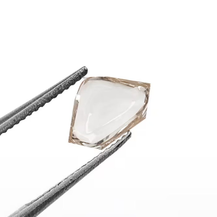 lab grown champagne pentagon cut cabochon diamond