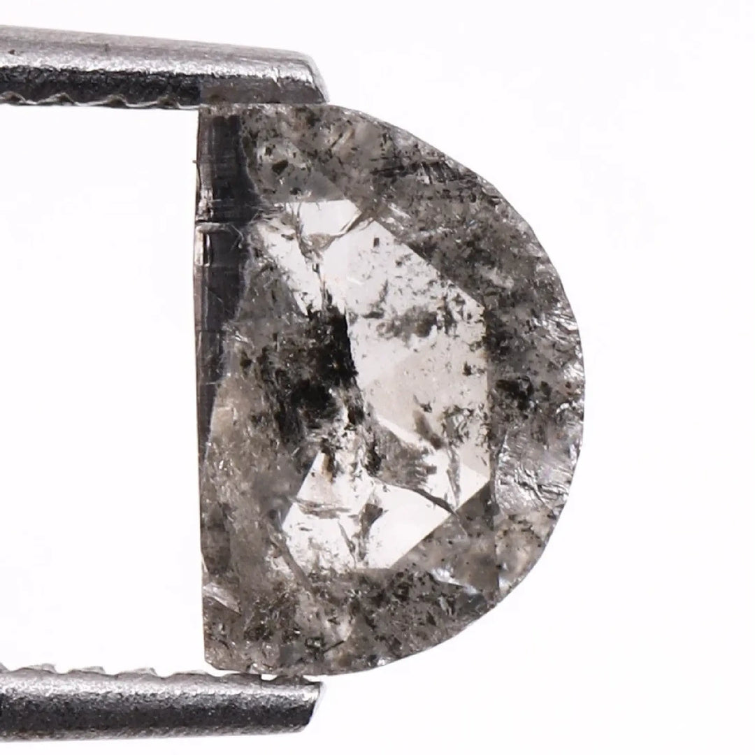 Salt and Pepper Half-Moon Cut Diamond
