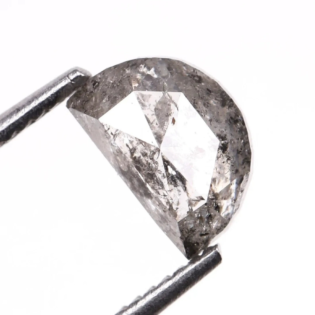 Salt and Pepper Half-Moon Cut Diamond