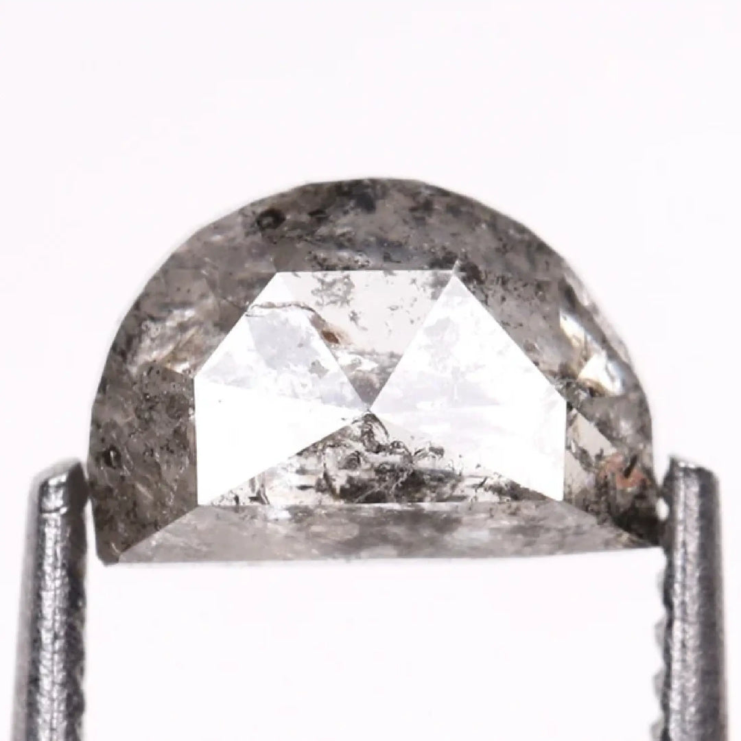 Salt and Pepper Half-Moon Cut Diamond