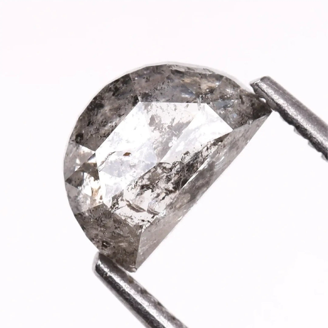 Salt and Pepper Half-Moon Cut Diamond