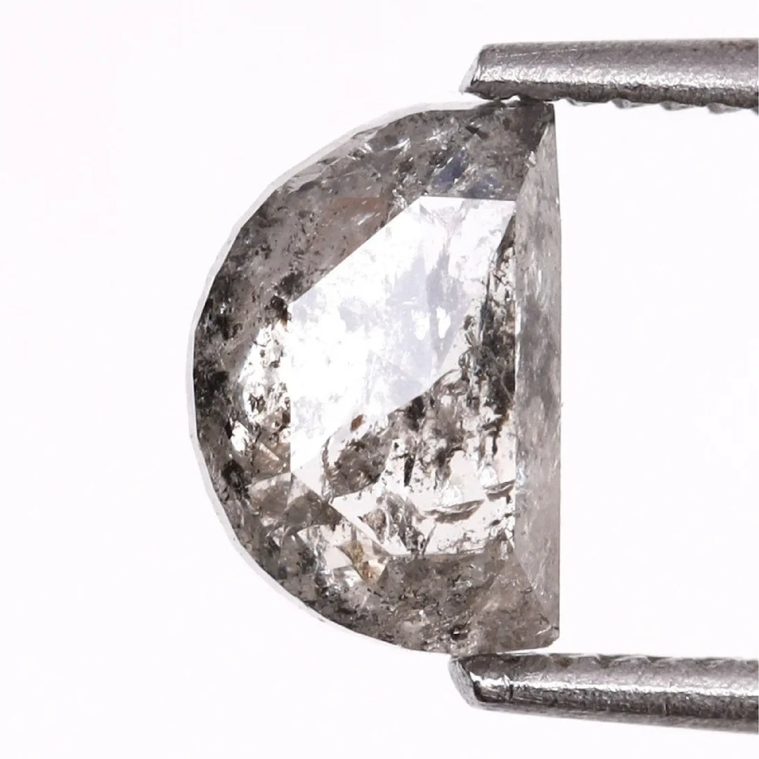 Salt and Pepper Half-Moon Cut Diamond