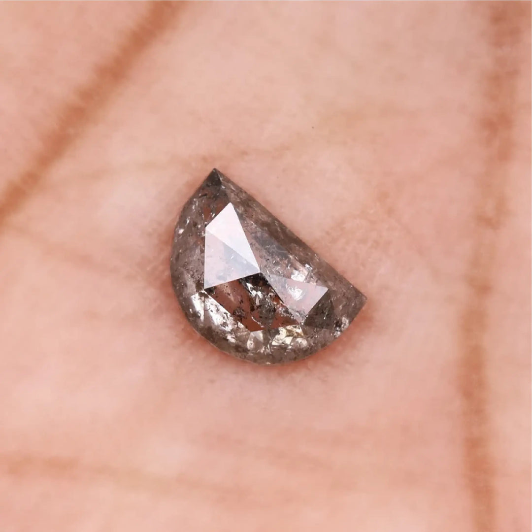 Salt and Pepper Half-Moon Cut Diamond