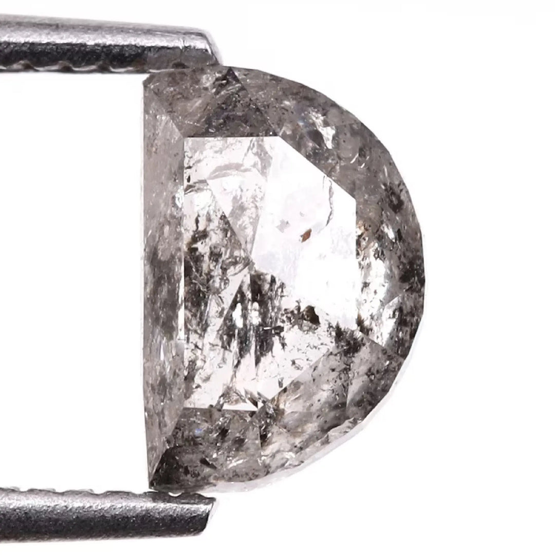 Salt and Pepper Half-Moon Cut Diamond