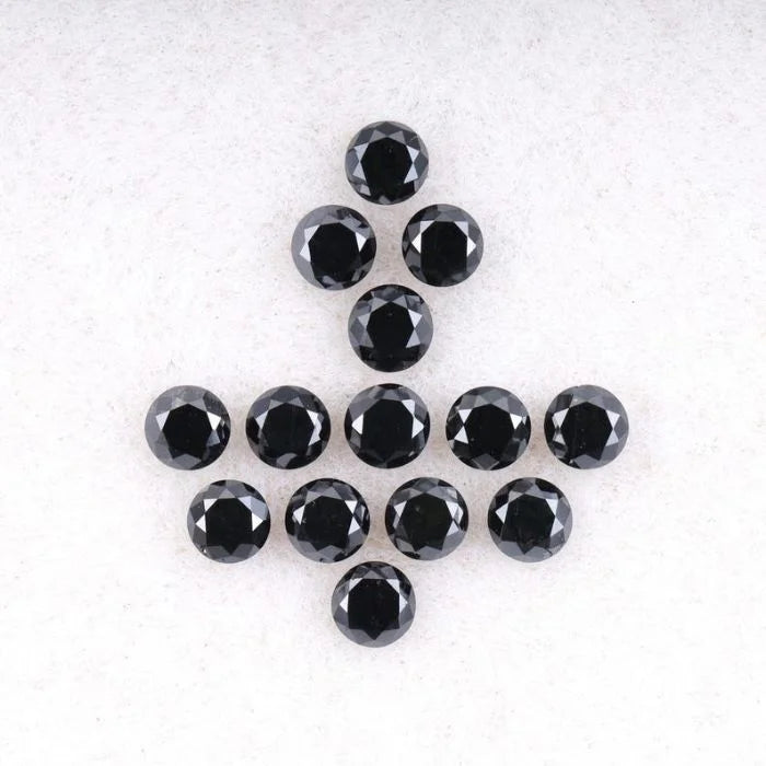 0.57 CT,2.0 MM Round Brilliant Cut Black Natural Loose Diamond