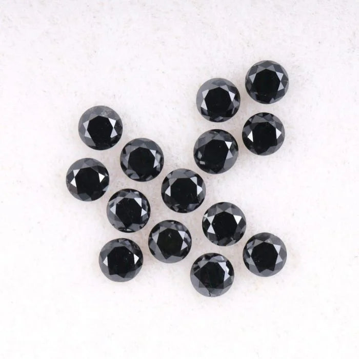 0.57 CT,2.0 MM Round Brilliant Cut Black Natural Loose Diamond