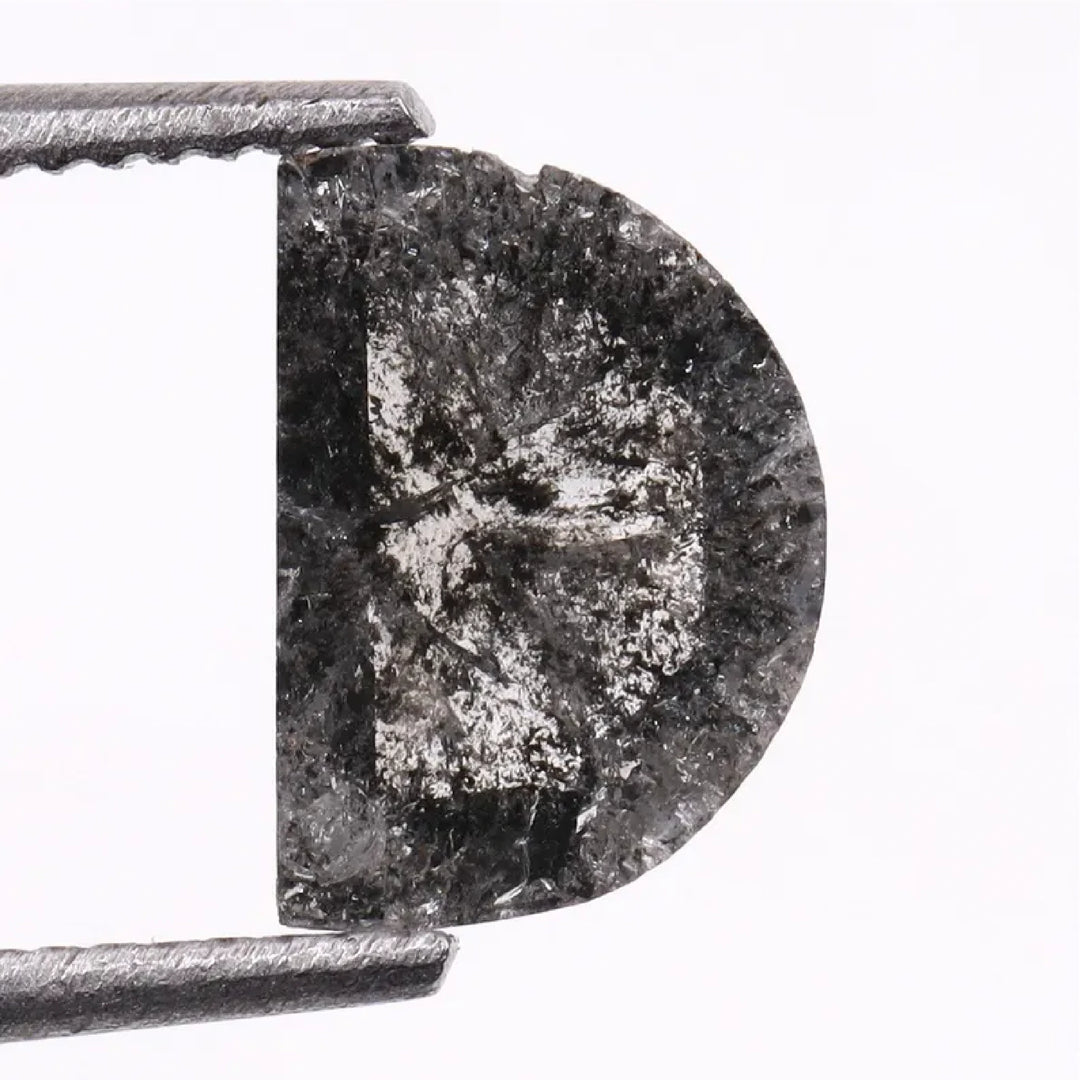 0.61 CT Salt and Pepper Half-Moon Cut Diamond