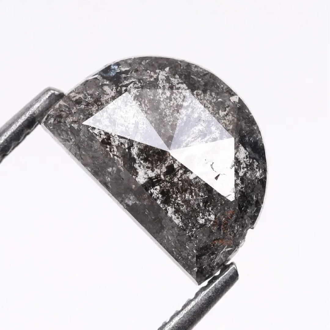 0.61 CT Salt and Pepper Half-Moon Cut Diamond