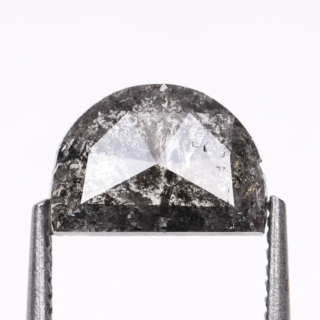 0.61 CT Salt and Pepper Half-Moon Cut Diamond